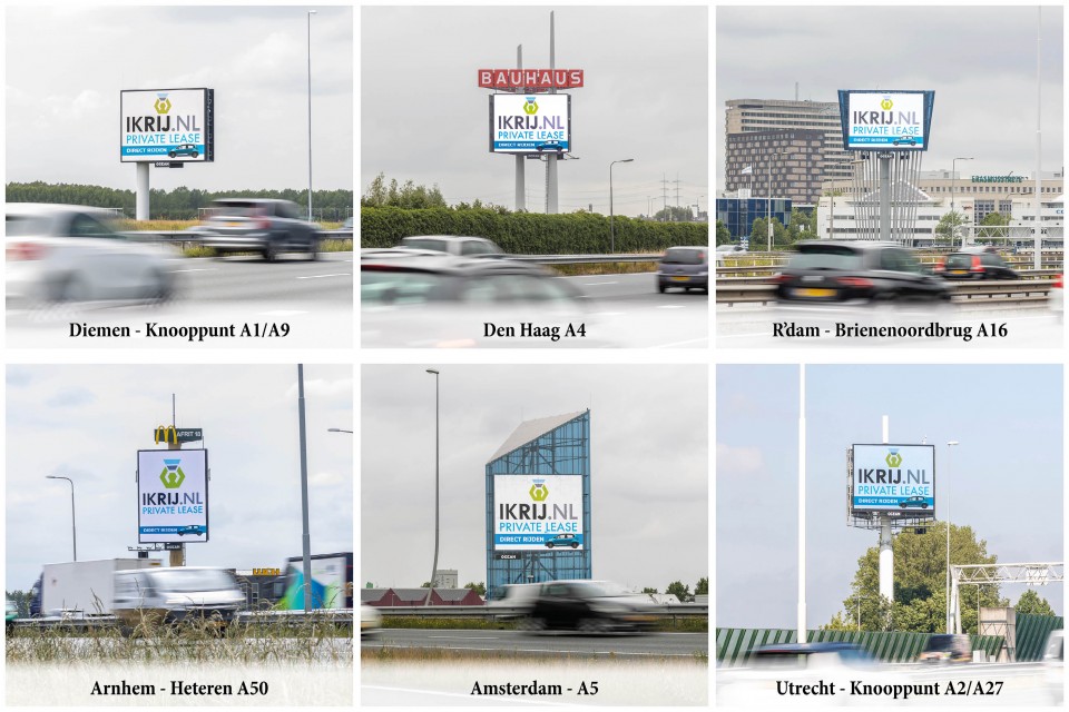 IKRIJ.NL Private Lease te zien langs de snelwegen van IKRIJ.nl in Den Haag